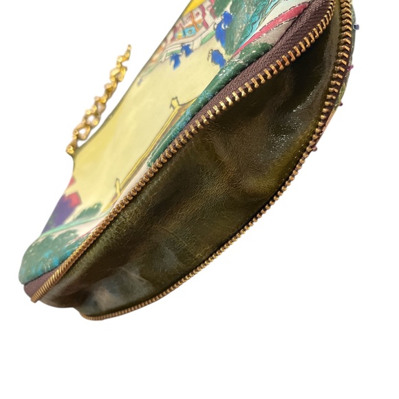 Sharif Hand Painted Japanese Temple Mini Bag with Chain - Picture 6 of 10